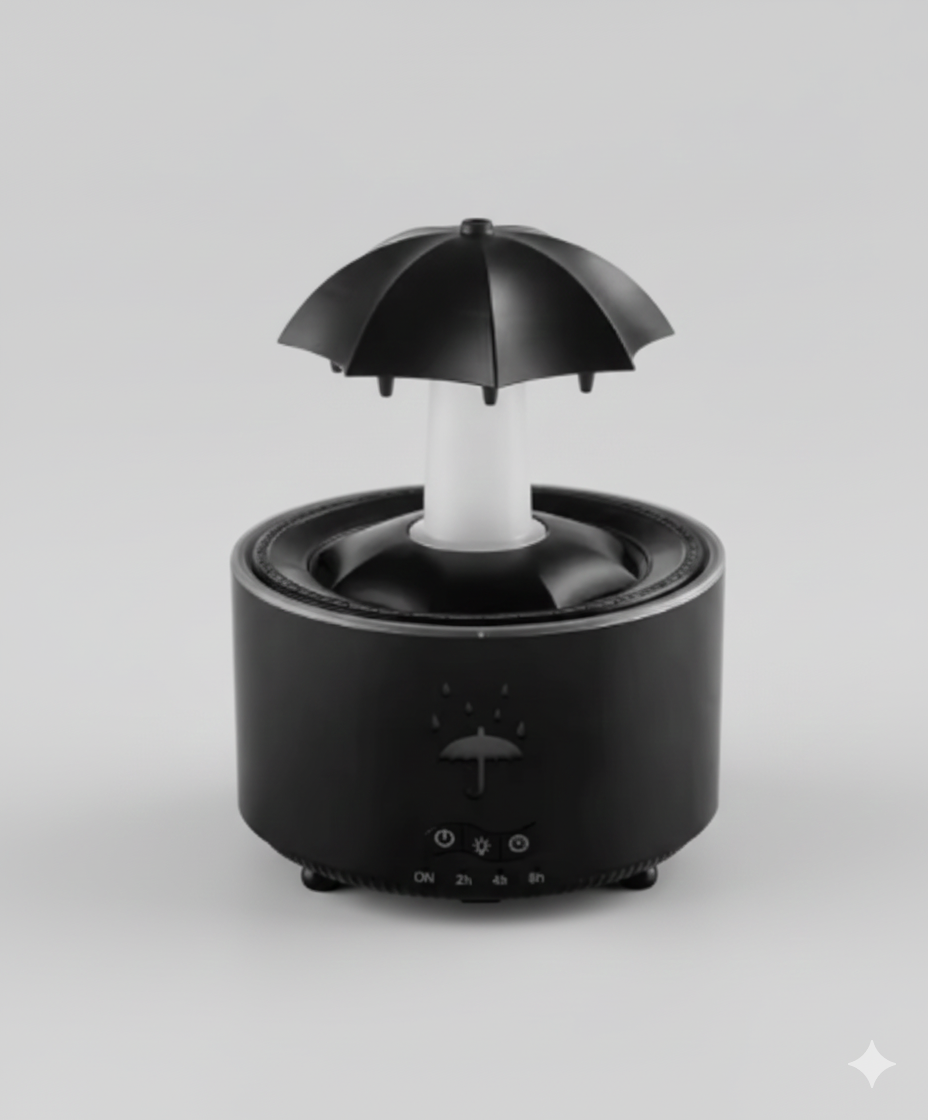 🌧️ Umbreluś– Parasolowy Nawilżacz Powietrza LED z Pilotem-Kolor czarny