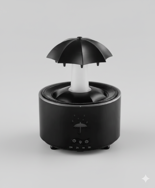 🌧️ Umbreluś– Parasolowy Nawilżacz Powietrza LED z Pilotem-Kolor czarny