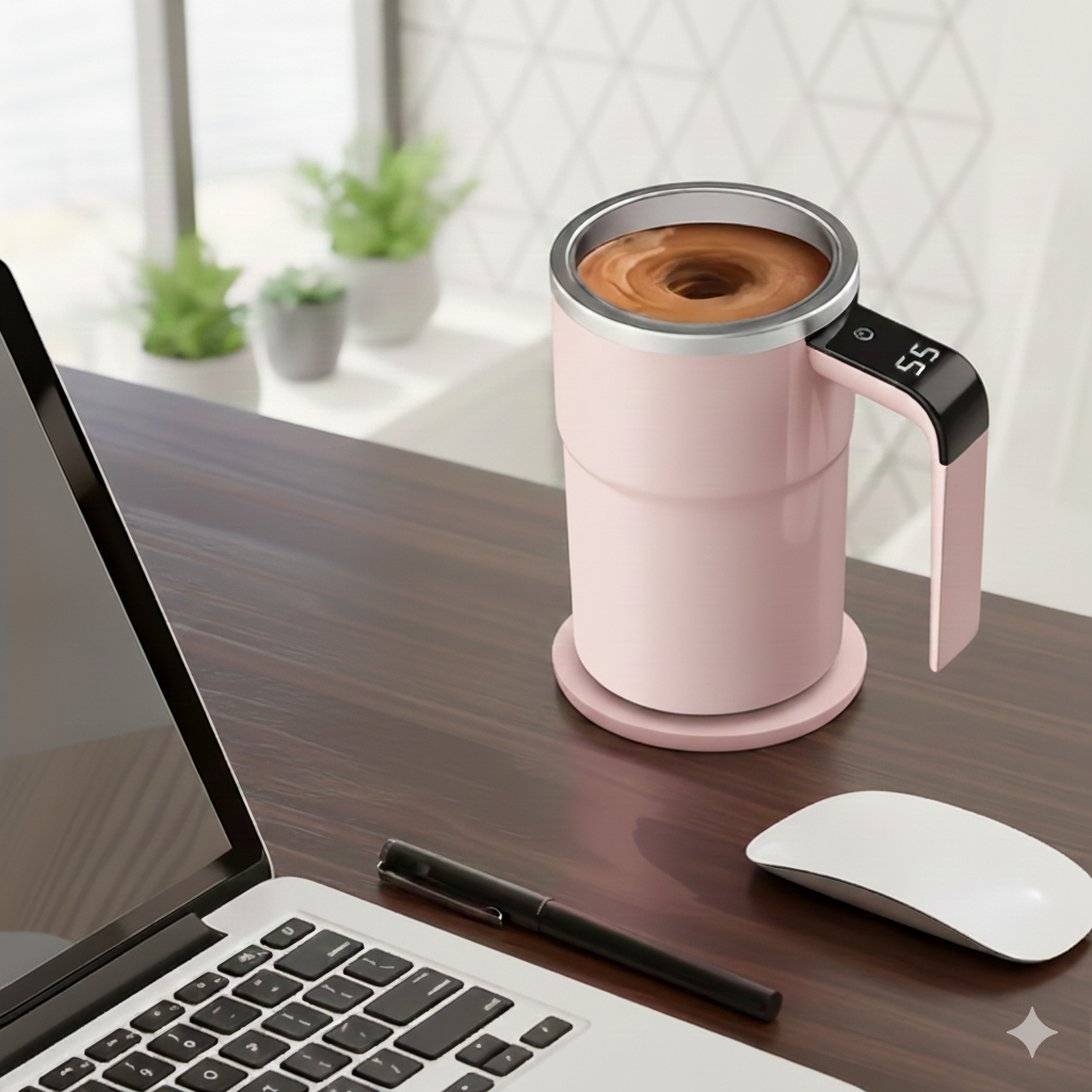 AuraMix-Elektryczny kubek z wyświetlaczem temperatury i funkcją mieszania