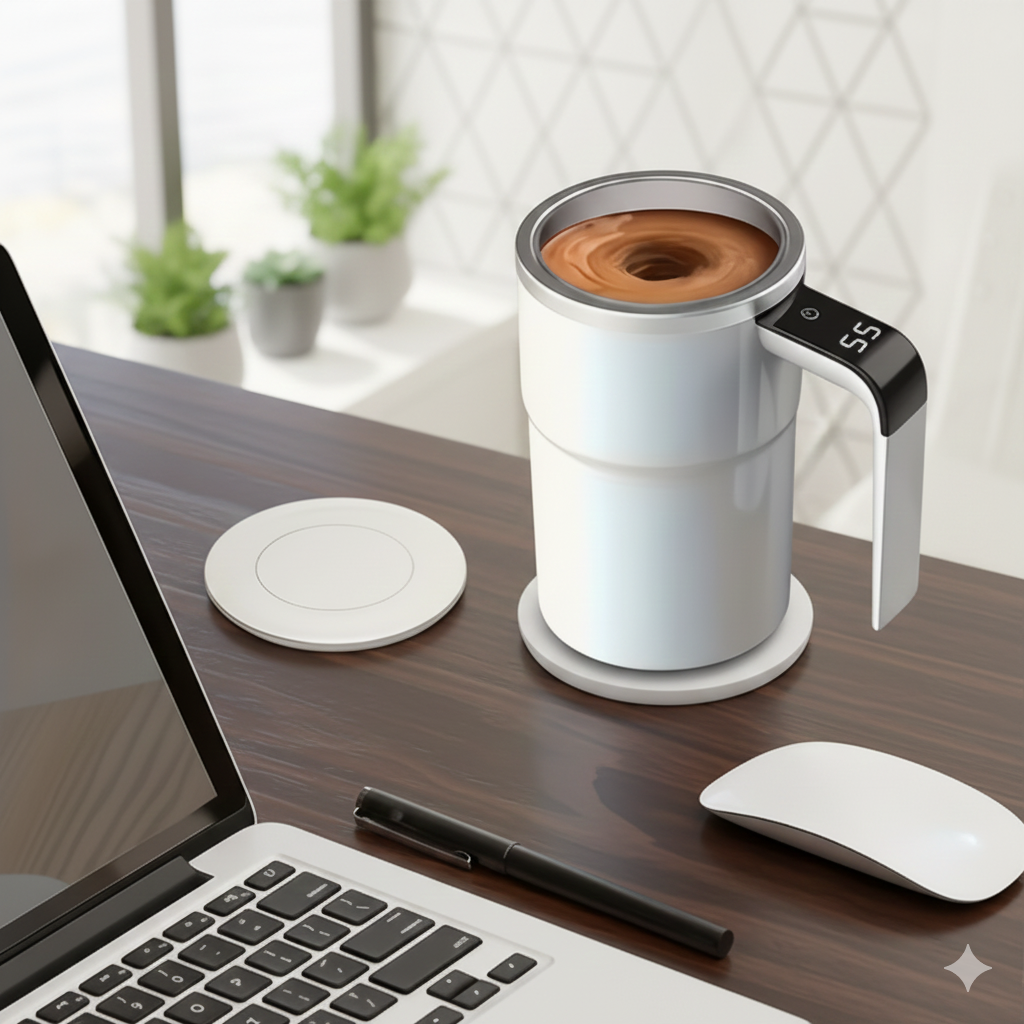 AuraMix-Elektryczny kubek z wyświetlaczem temperatury i funkcją mieszania