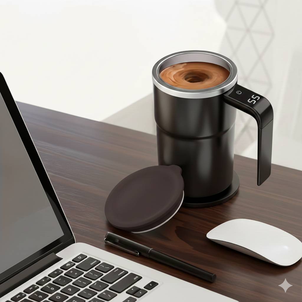 AuraMix-Elektryczny kubek z wyświetlaczem temperatury i funkcją mieszania