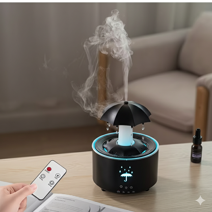 🌧️ Umbreluś – Parasolowy Nawilżacz Powietrza LED z Pilotem-Kolor czarny